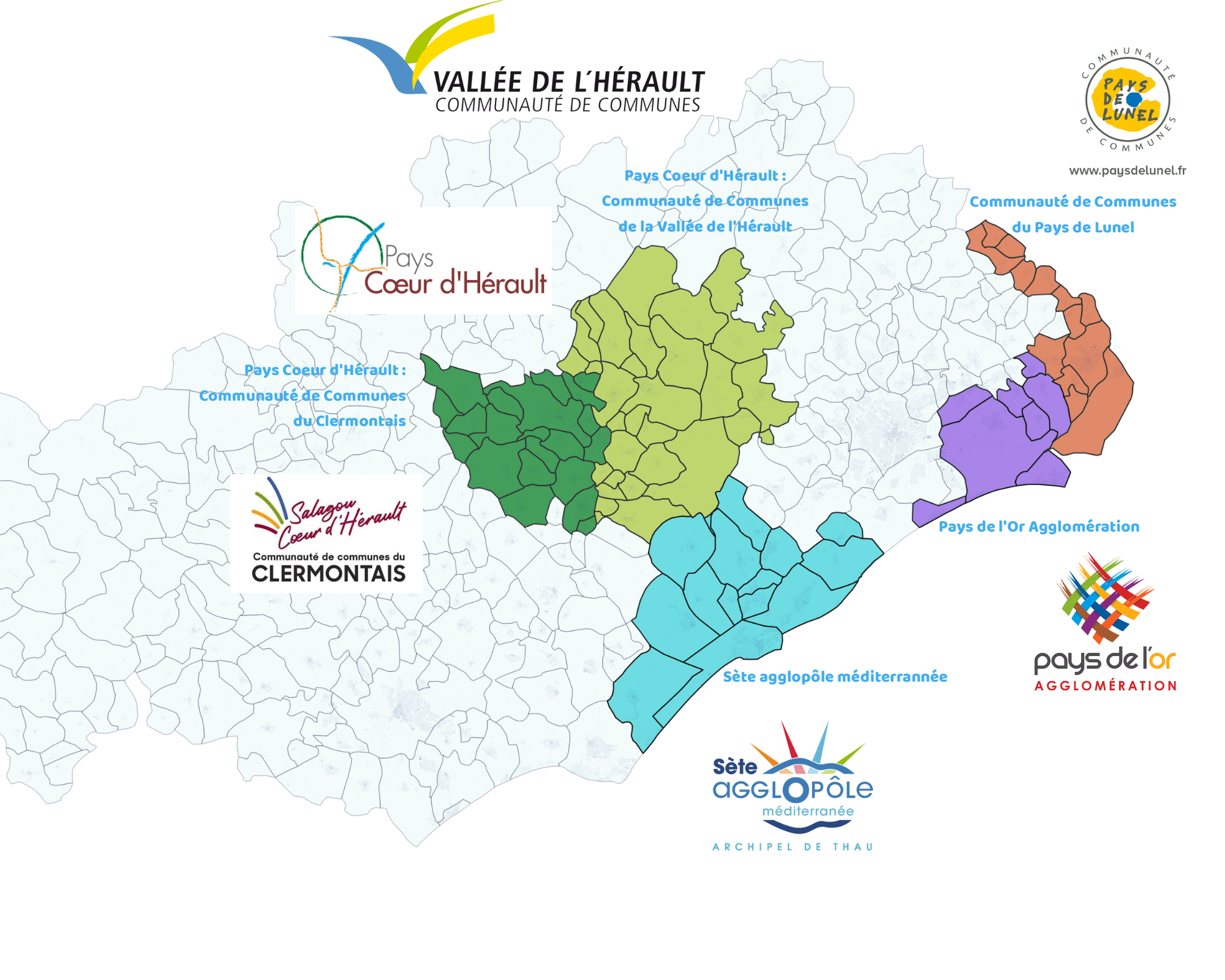 Carte Hérault avec logos intégrés