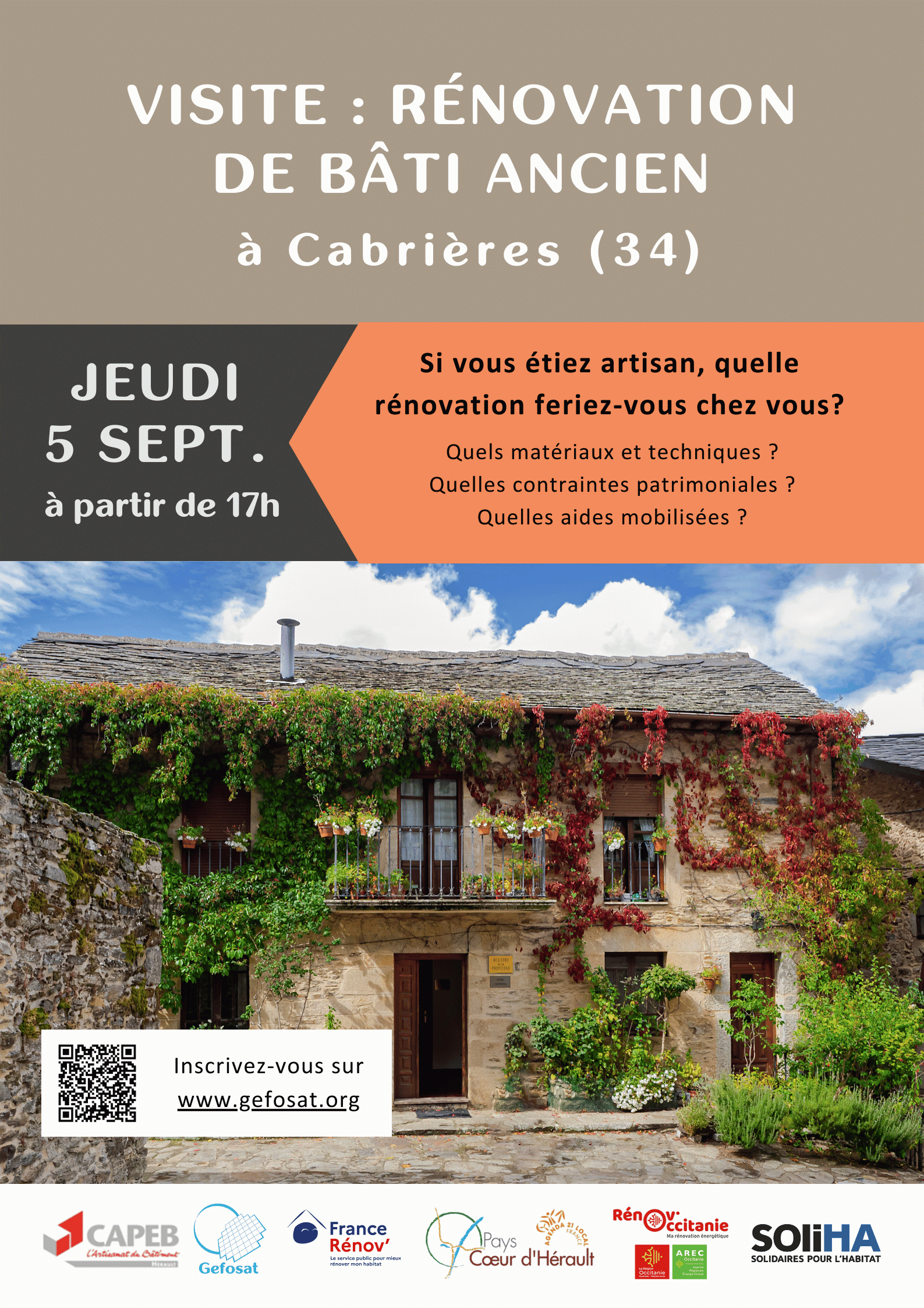 Visite : rénovation de bâti ancien à Cabrières